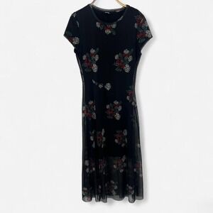 Desigual Black Mesh Floral Whimsigoth Maxi Dress